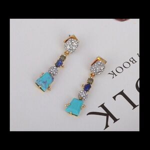 Alexis Bittar Gold, Blue, Turquoise Drop Earrings